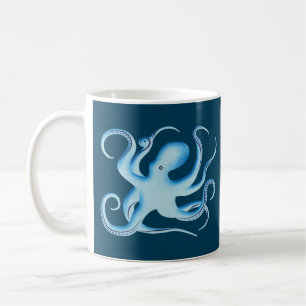 Vector Silhouette of Blue Octopus Coffee Mug