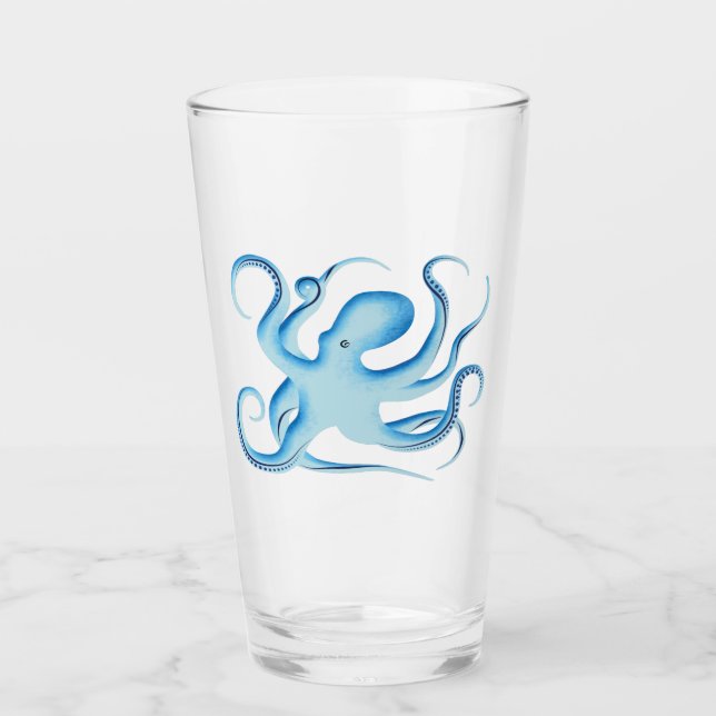 Vector Silhouette of Blue Octopus Glass (Front)