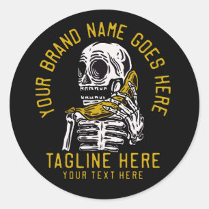 Vector skeleton call up a banana vintage t shirt d classic round sticker