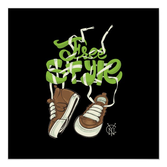Vector vector freestyle illustration with sneakers poster (Front)