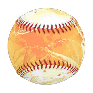 Vector Watercolor Background & Tropical Flowers Baseball