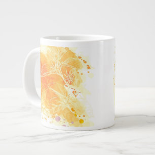 Vector Watercolor Background & Tropical Flowers Large Coffee Mug