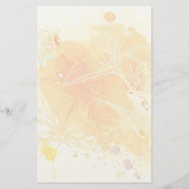 Vector Watercolor Background & Tropical Flowers Stationery (Front)