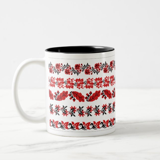 vectors ukraine scheme pattern kit Two-Tone coffee mug (Left)