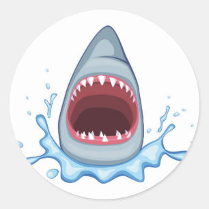 vectorstock_383155 Cartoon Shark Teeth hungry Classic Round Sticker