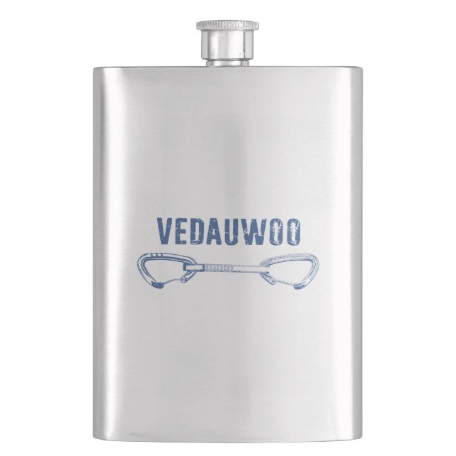 Vedauwoo Climbing Quickdraw Hip Flask (Front)