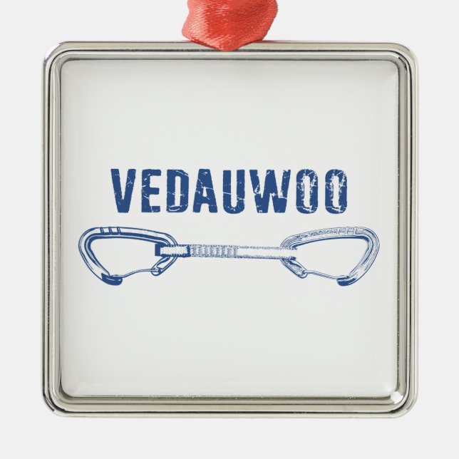 Vedauwoo Climbing Quickdraw Metal Tree Decoration (Front)