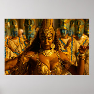 Vedettes and drummers parading in montevideo llama poster