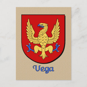 Vega Family Heraldic Shield Postcard
