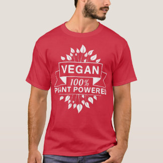 Vegan 100 Plant Powered  Fun Vegan Vegetarian  T-Shirt