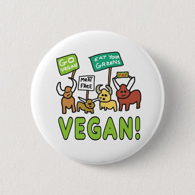 Vegan 6 Cm Round Badge (Front)