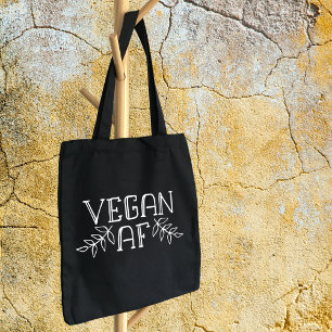Vegan AF, Black and White Minimalist Tote Bag