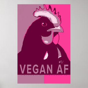 Vegan AF Pink Camo Pop Art Chicken Poster