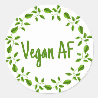 Vegan AF, Vegan Sticker, Vaganism Vegetarian Classic Round Sticker