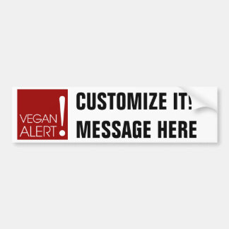 Vegan Alert! Customisable Bumper Sticker