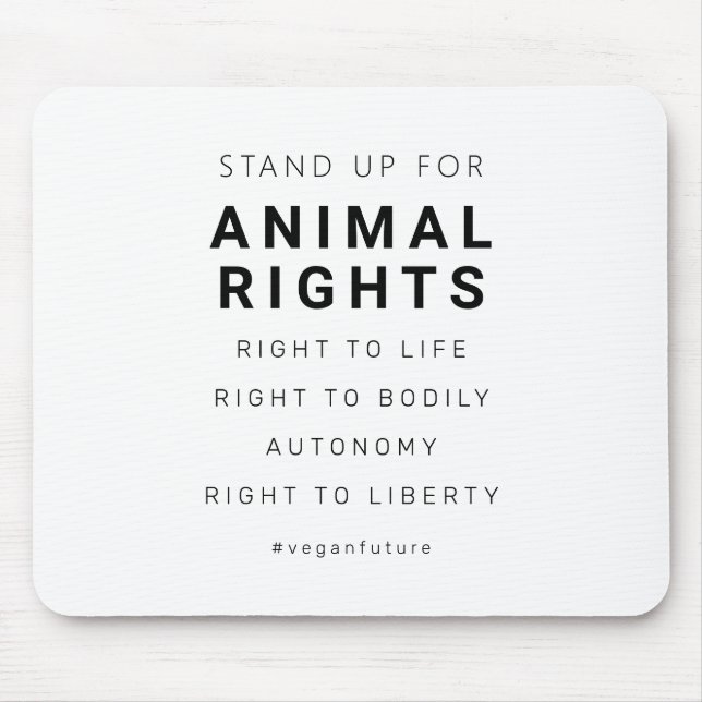 Vegan Animal Rights Minimal Typography Mouse Mat (Front)