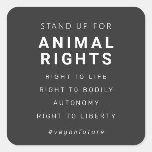 Vegan Animal Rights Minimal Typography Square Sticker