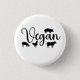 Vegan animals 3 cm round badge