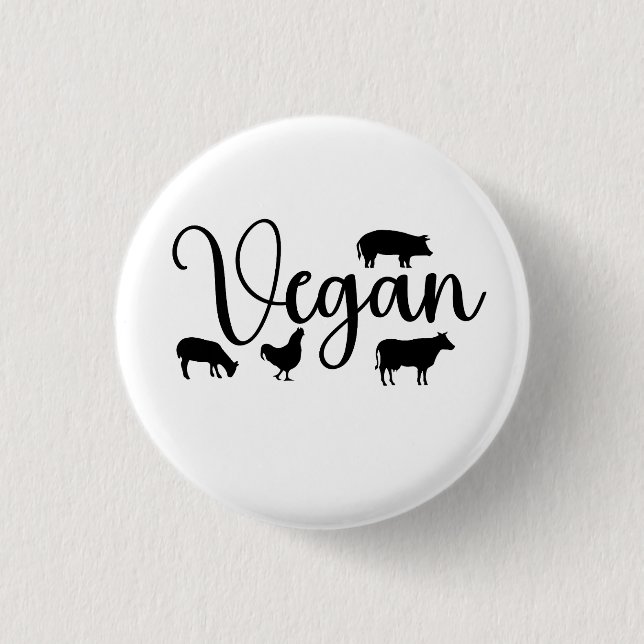 Vegan animals 3 cm round badge (Front)