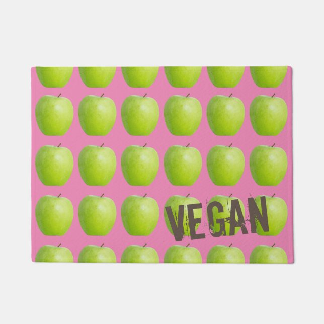 Vegan Apple Pattern for Vegetarian Fruit lover Doormat (Front)