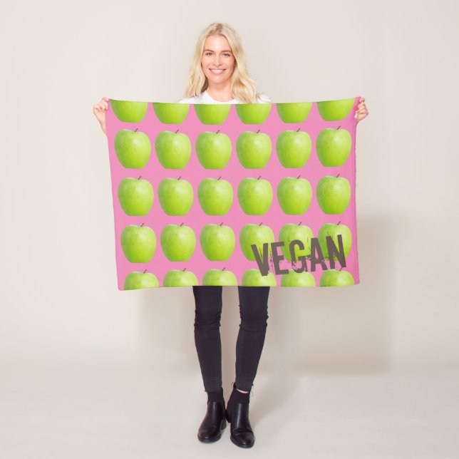 Vegan Apple Pattern for Vegetarian Fruit lover Fleece Blanket (In Situ)