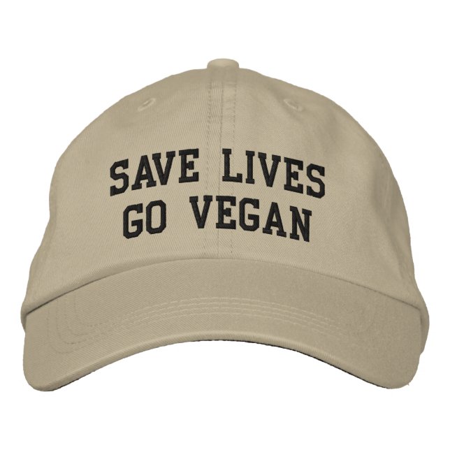 Vegan Baseball Cap (black text) (Front)