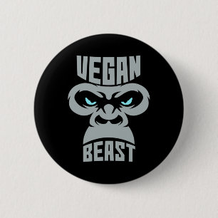 Vegan Beast Workout Muscle Gorilla Gym Bodybuildin 6 Cm Round Badge