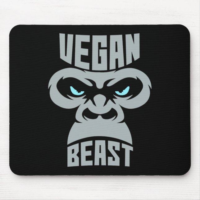 Vegan Beast Workout Muscle Gorilla Gym Bodybuildin Mouse Mat (Front)
