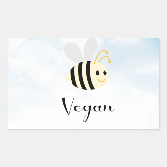 Vegan Bee Rectangular Sticker (Front)