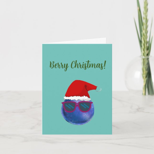 Vegan Berry Christmas With Blueberry Greeting Card (Front)