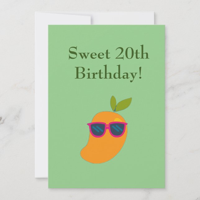 Vegan Berry Happy Birthday Mango Birthday Card (Front)