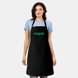 Vegan black green modern typography minimalist apron
