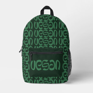 Vegan Black & Green Typography Typographic Printed Backpack