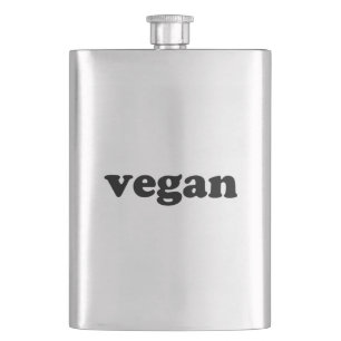 Vegan black modern typography funny hip flask