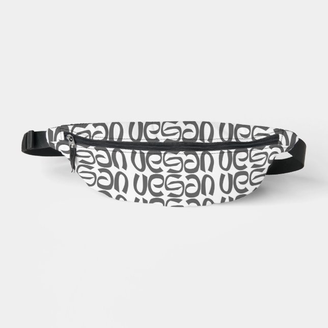 Vegan Black & White Typography Typographic Bum Bags (Front)