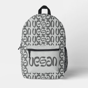 Vegan Black & White Typography Typographic Printed Backpack