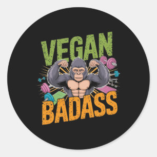Vegan Bodybuilder Weightlifter Gorilla Classic Round Sticker