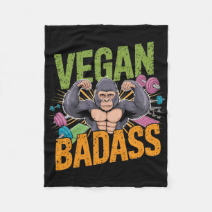 Vegan Bodybuilder Weightlifter Gorilla Fleece Blanket