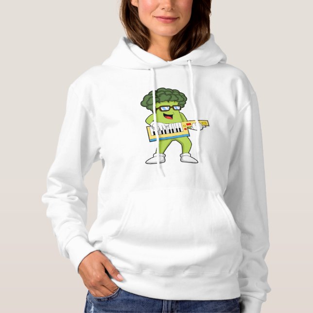 Vegan Broccoli at Music with Guitar Hoodie (Front)