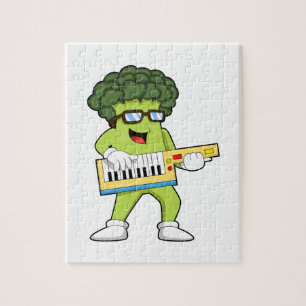 Vegan Broccoli at Music with Guitar Jigsaw Puzzle