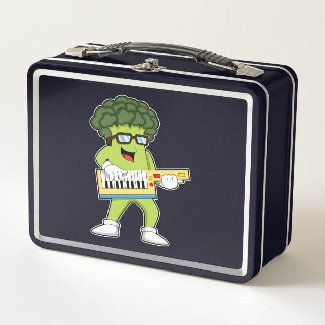 Vegan Broccoli at Music with Guitar Metal Lunch Box (Front)