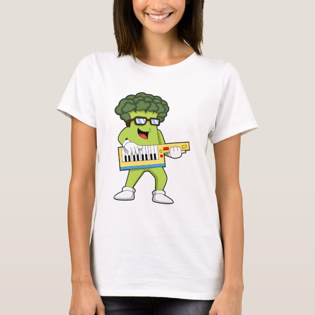 Vegan Broccoli at Music with Guitar T-Shirt (Front)