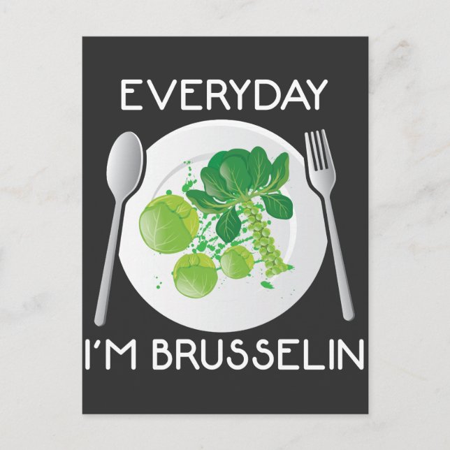 Vegan Brussel Sprouts Plant Lover Veganism Veggie Postcard (Front)