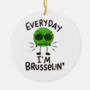 Vegan Brussels Sprouts Ceramic Tree Decoration
