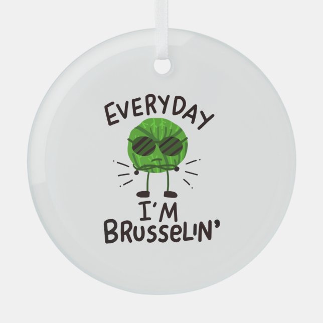 Vegan Brussels Sprouts Glass Tree Decoration (Front)