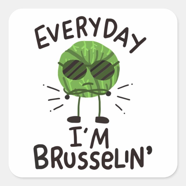 Vegan Brussels Sprouts Square Sticker (Front)