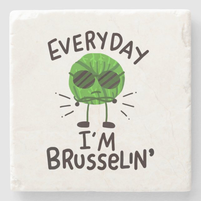 Vegan Brussels Sprouts  Stone Coaster (Front)