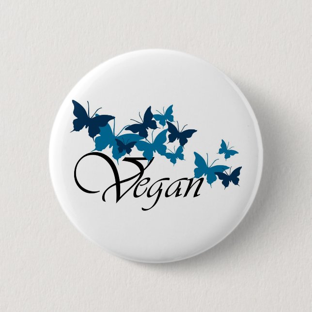 Vegan Butterfly Design 6 Cm Round Badge (Front)