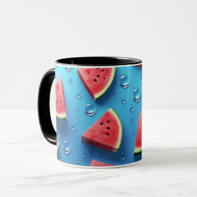 Vegan Cartoon Fruits Cute Watermelon Slice Mug (Front Left)