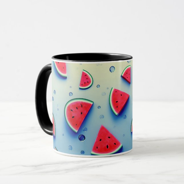 Vegan Cartoon Fruits Cute Watermelon Slice Mug (Front Left)